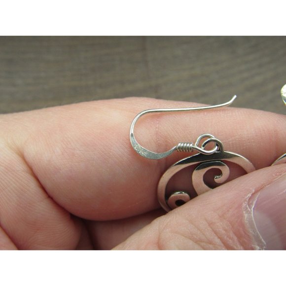 Sterling Silver Druid Symbol Dangle Earrings Vintage Wedding Engagement - Picture 3 of 6